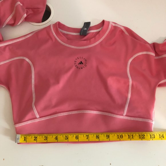EUC Adidas by Stella McCartney Long Sleeve Athletic Yoga Crop Top - Picture 6 of 7